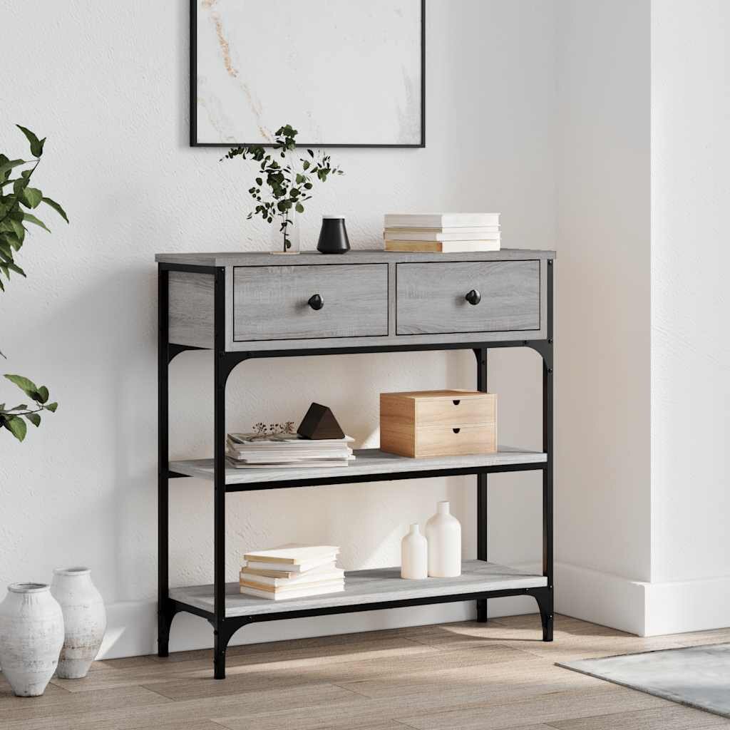 vidaXL Конзолна маса сив сонома 725x25x75 см инженерно дърво