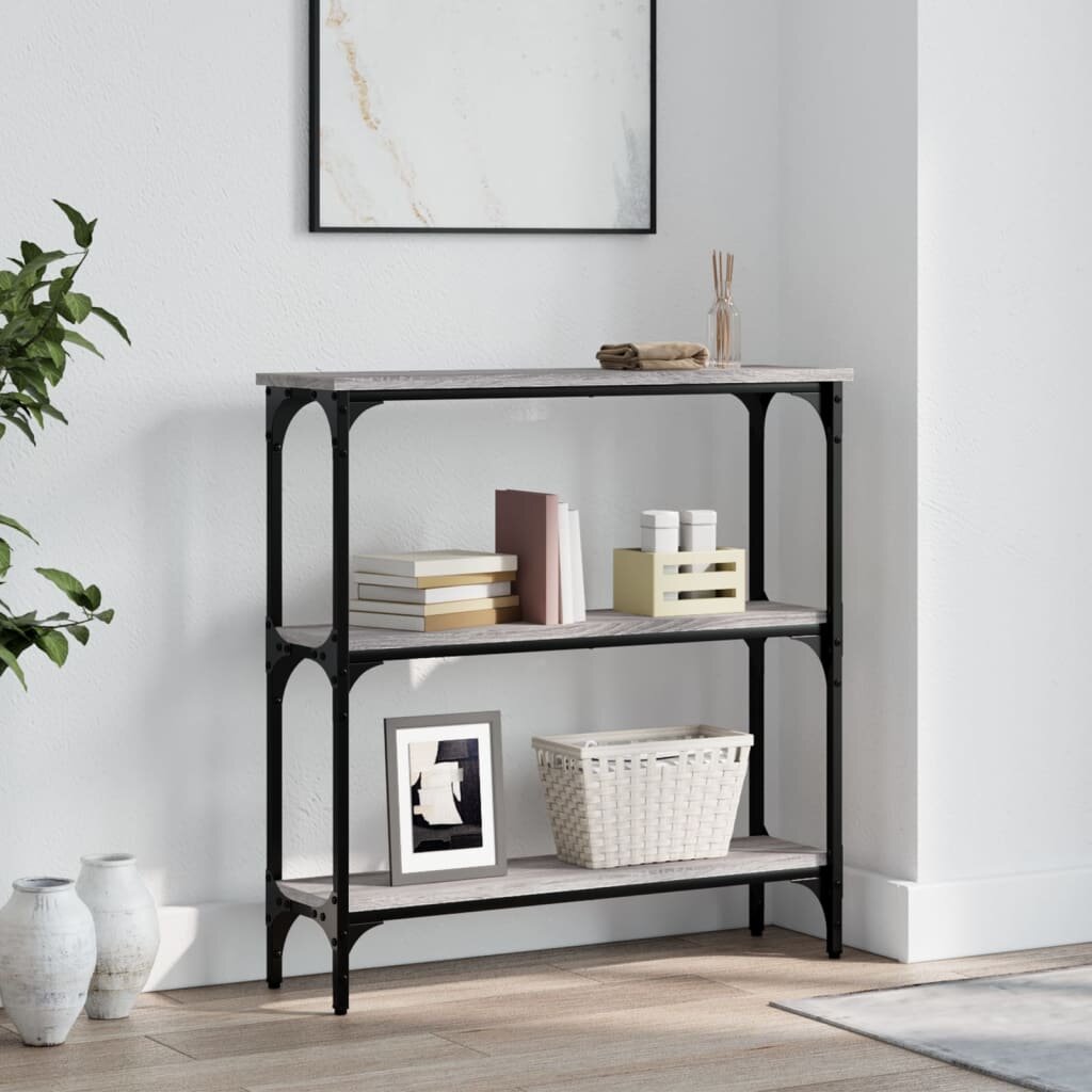 vidaXL Конзолна маса сив сонома 75x225x75 см инженерно дърво