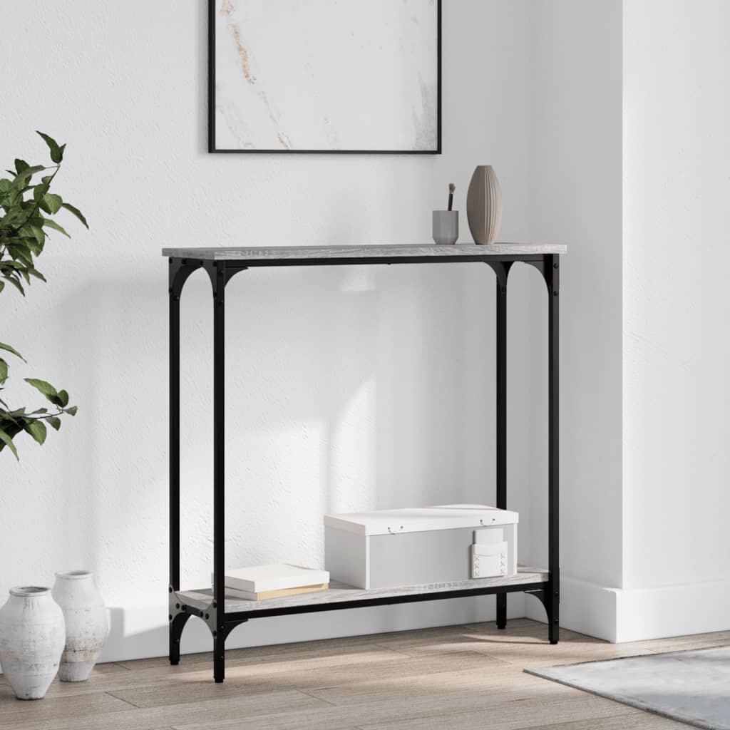 vidaXL Конзолна маса сив сонома 75x225x75 см инженерно дърво