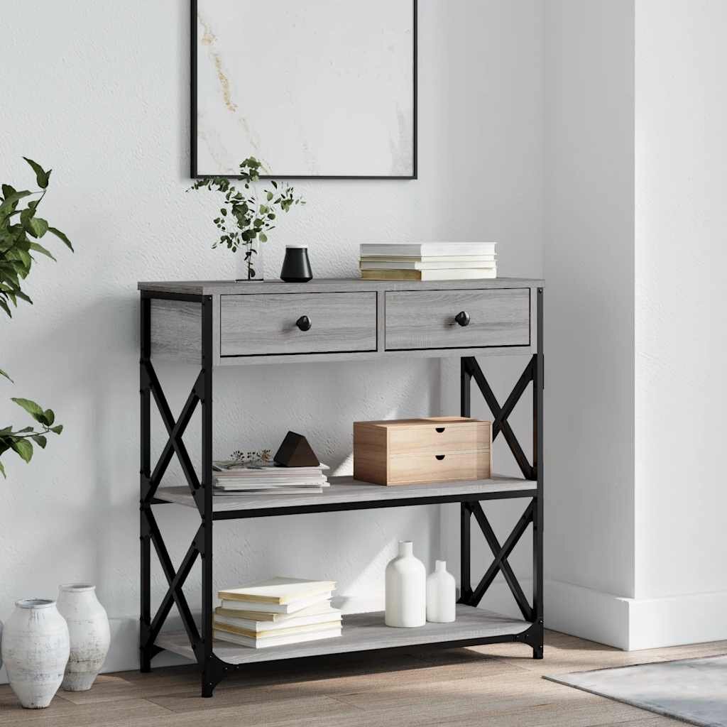 vidaXL Конзолна маса сив сонома 75x28x75 см инженерно дърво