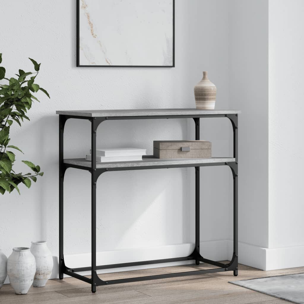 vidaXL Конзолна маса сив сонома 75x355x75 см инженерно дърво