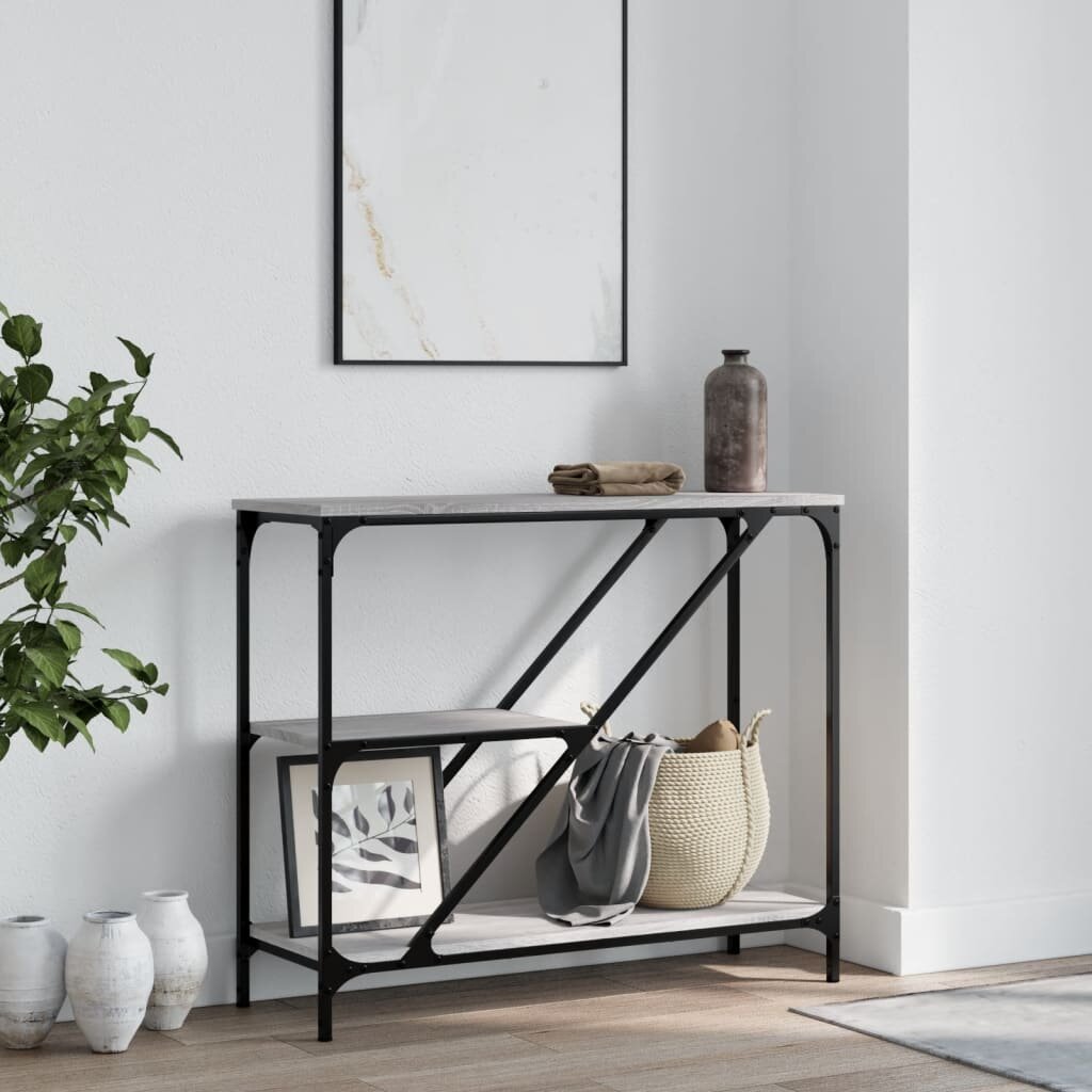 vidaXL Конзолна маса сив сонома 885x30x75 см инженерно дърво
