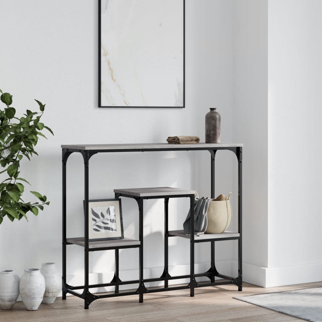 vidaXL Конзолна маса сив сонома 895x28x76 см инженерно дърво