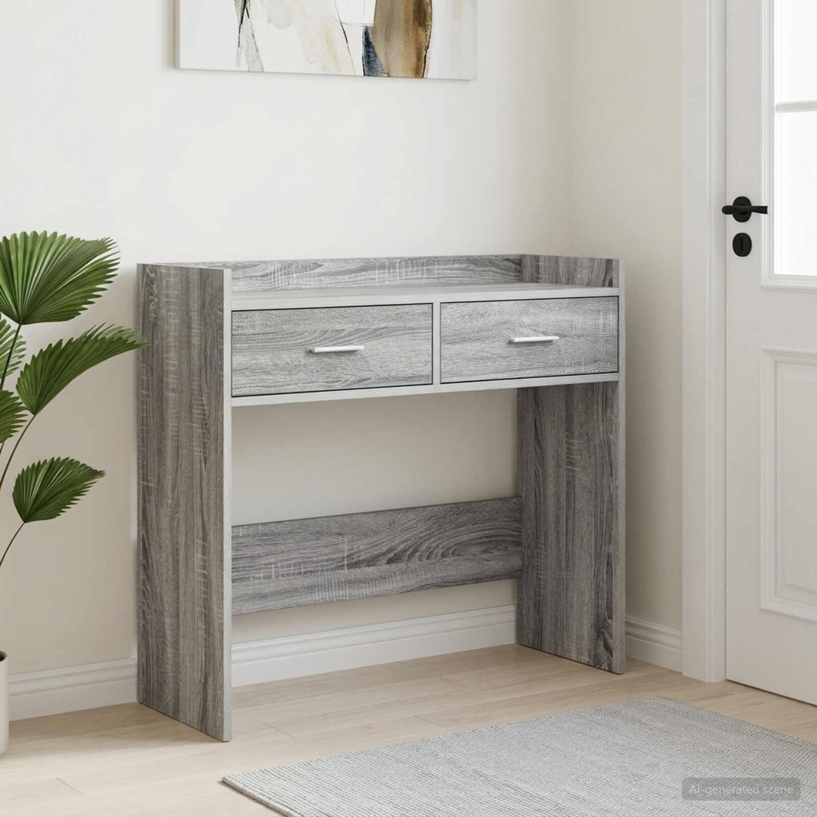 vidaXL Конзолна маса Сив Сонома 90 x 35 x 80 см Инженерна дървесина
