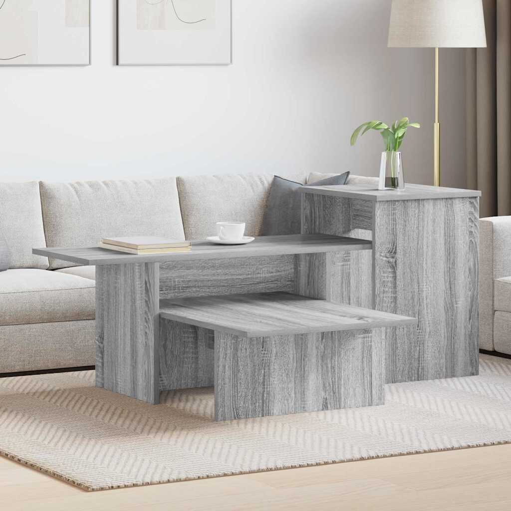 vidaXL Конзолна маса Сив Сонома 915 x 35 x 385 см