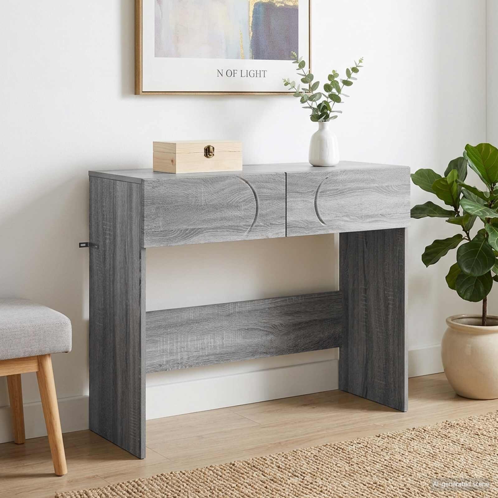 vidaXL Конзолна маса Сив Сонома 965 x 38 x 75 см Инженерно дърво