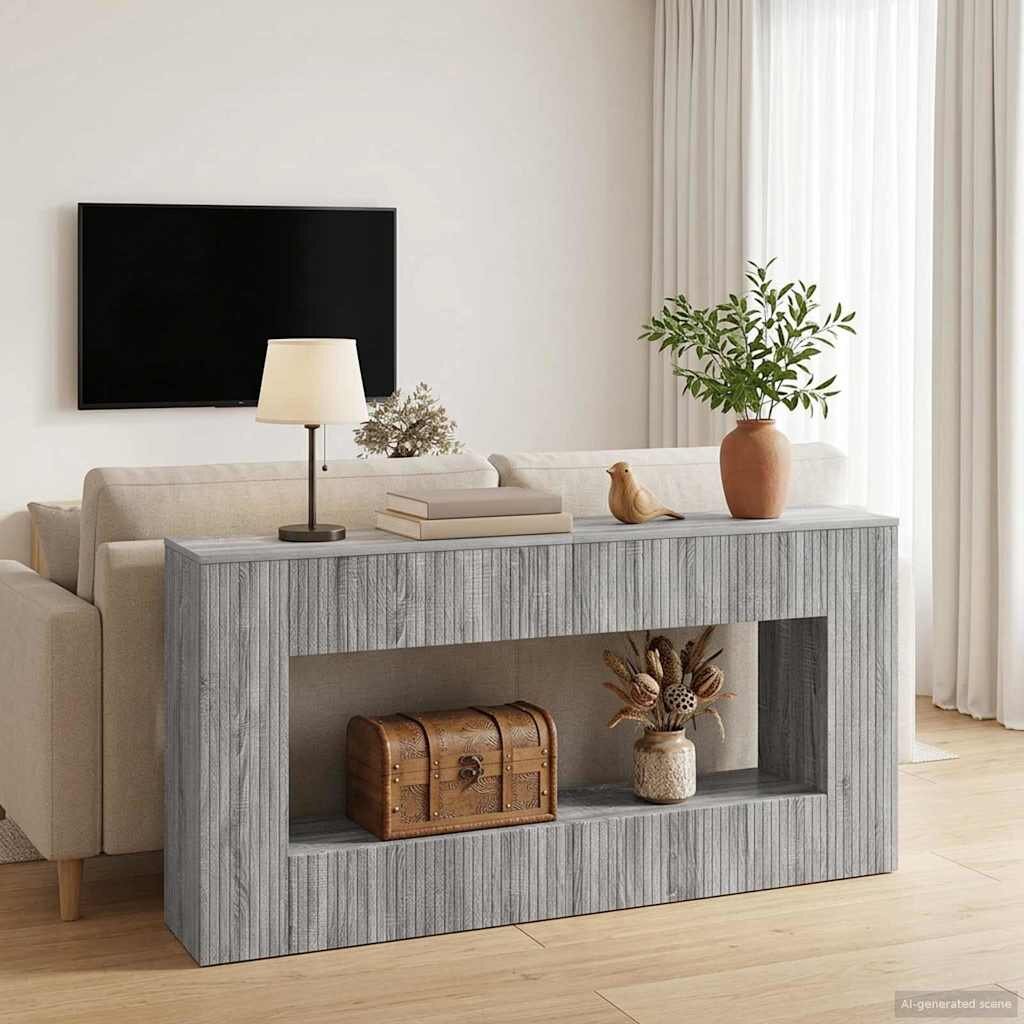 vidaXL Конзолна маса Сиво Сонома 155 x 29 x 74 см