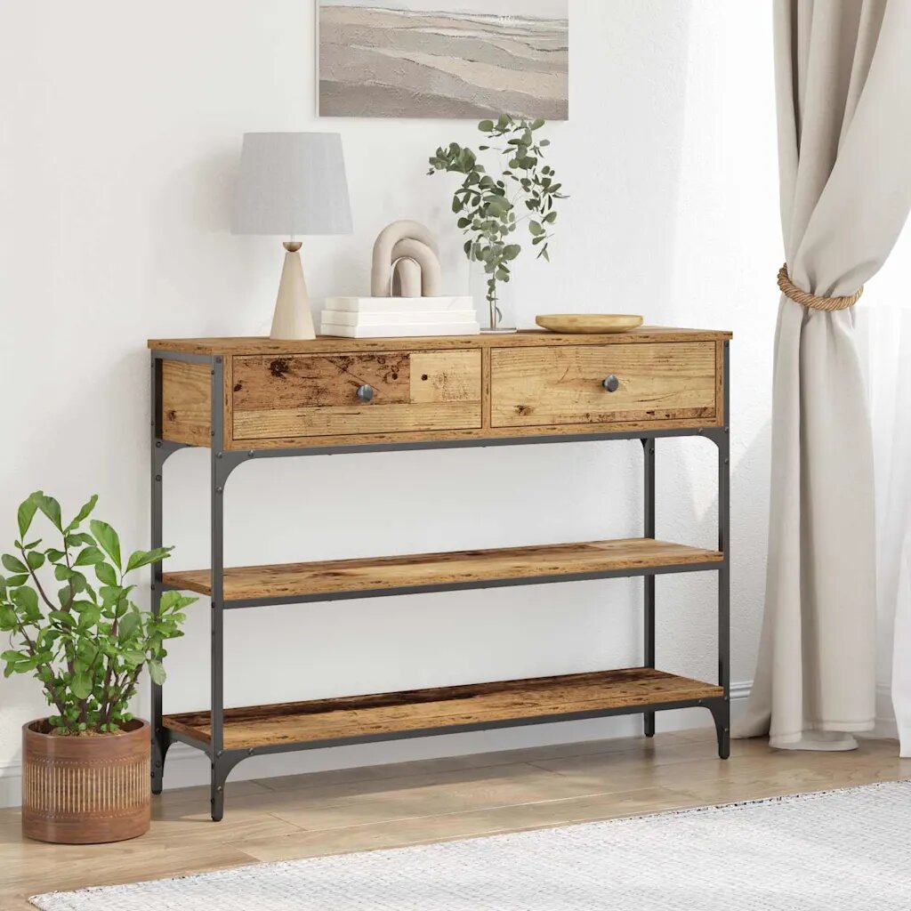 vidaXL Конзолна маса Старо дърво 100 x 25 x 75 см Инженерна дървесина