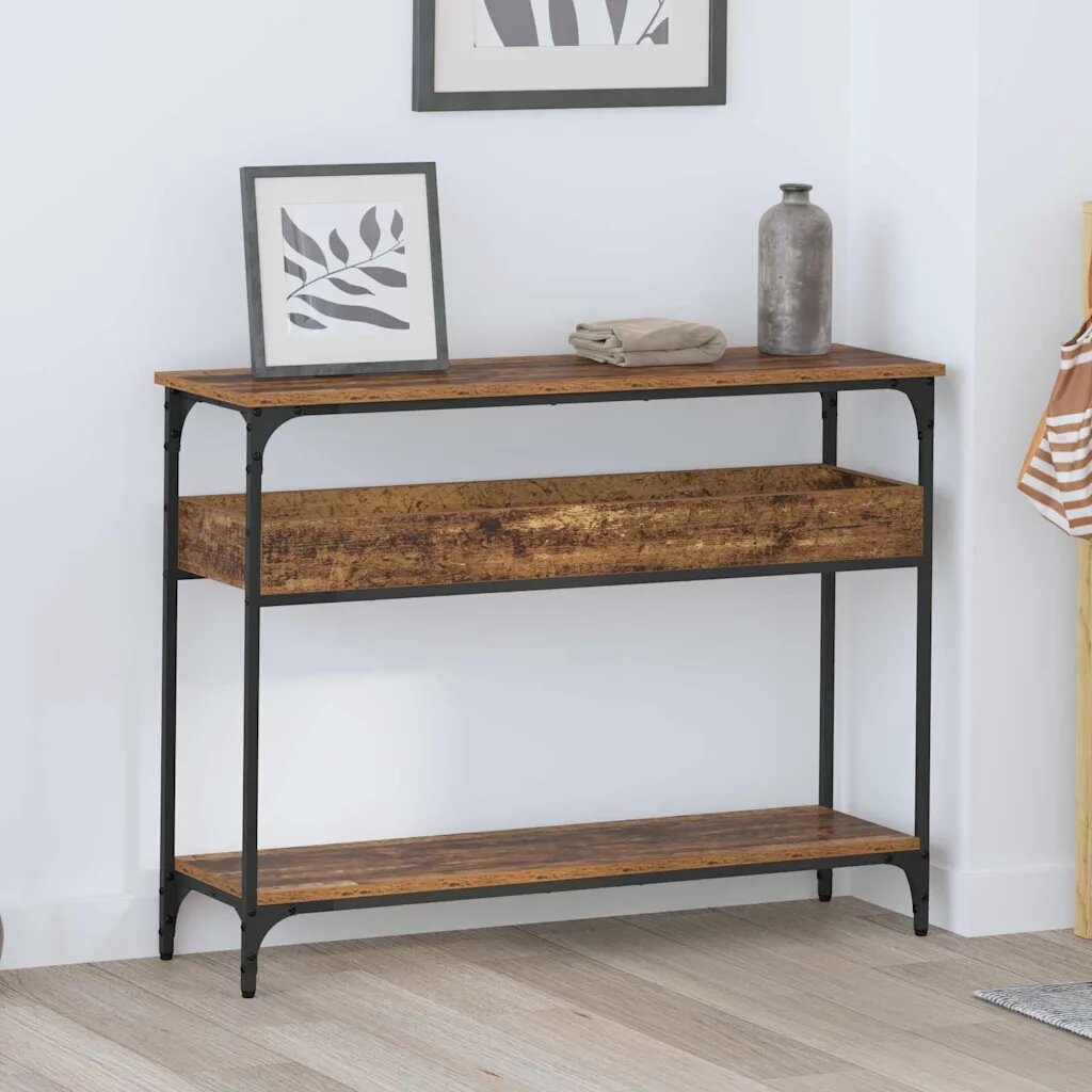 vidaXL Конзолна маса Старо дърво 100 x 29 x 75 см Инженерна дървесина