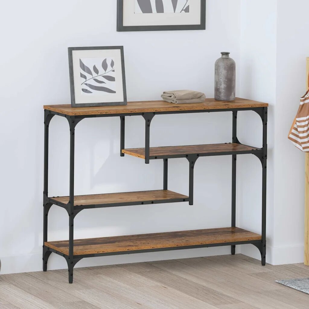 vidaXL Конзолна маса Старо дърво 100 x 30 x 75 см Инженерна дървесина