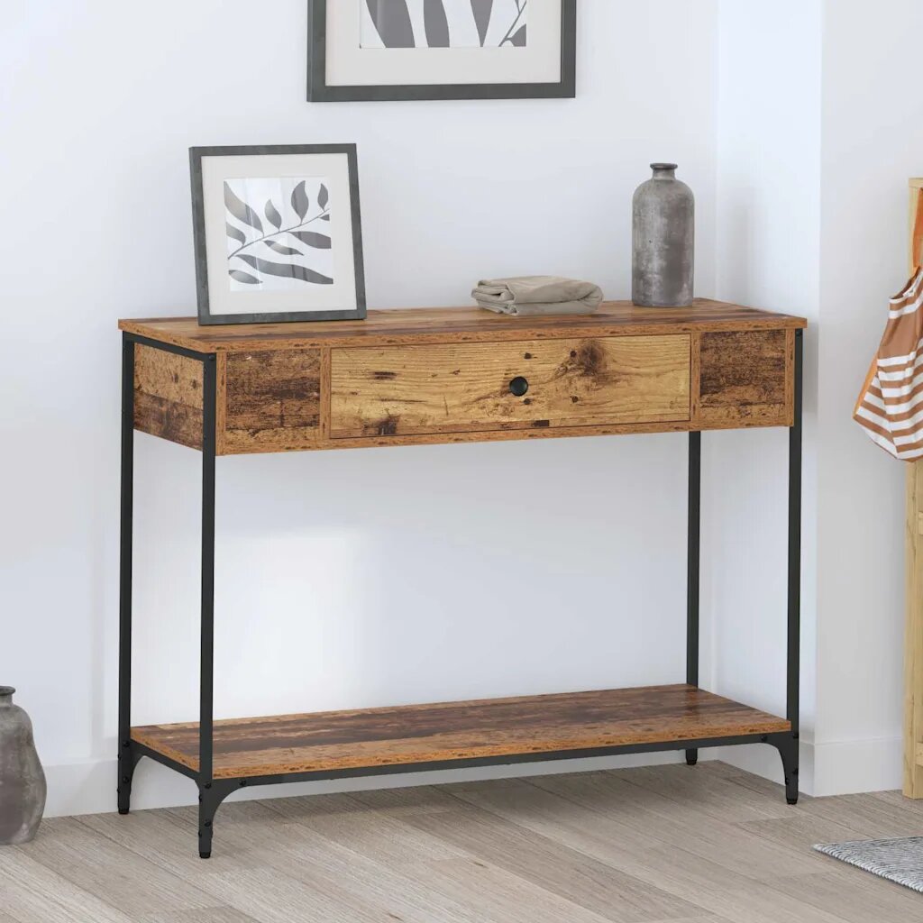 vidaXL Конзолна маса Старо дърво 100 x 34.5 x 75 см