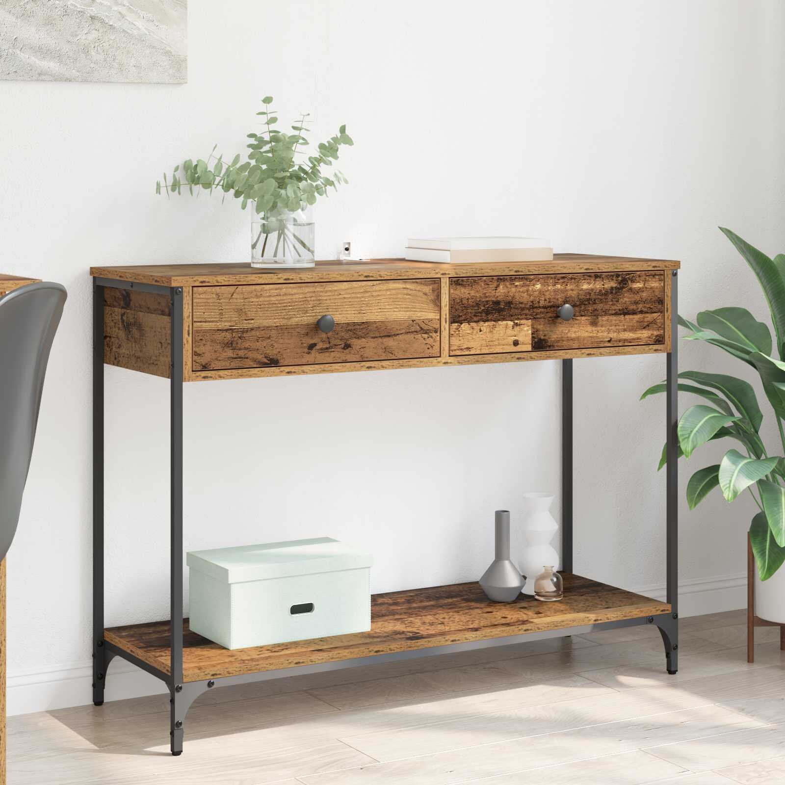 vidaXL Конзолна маса Старо дърво 100 x 345 x 75 см