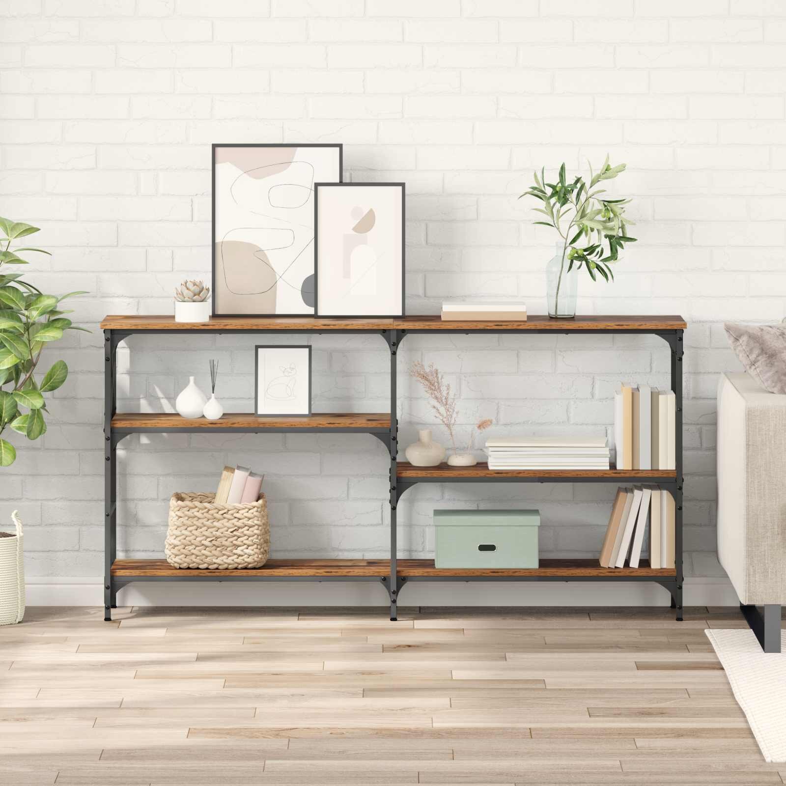 vidaXL Конзолна маса Старо дърво 150 x 29 x 765 см