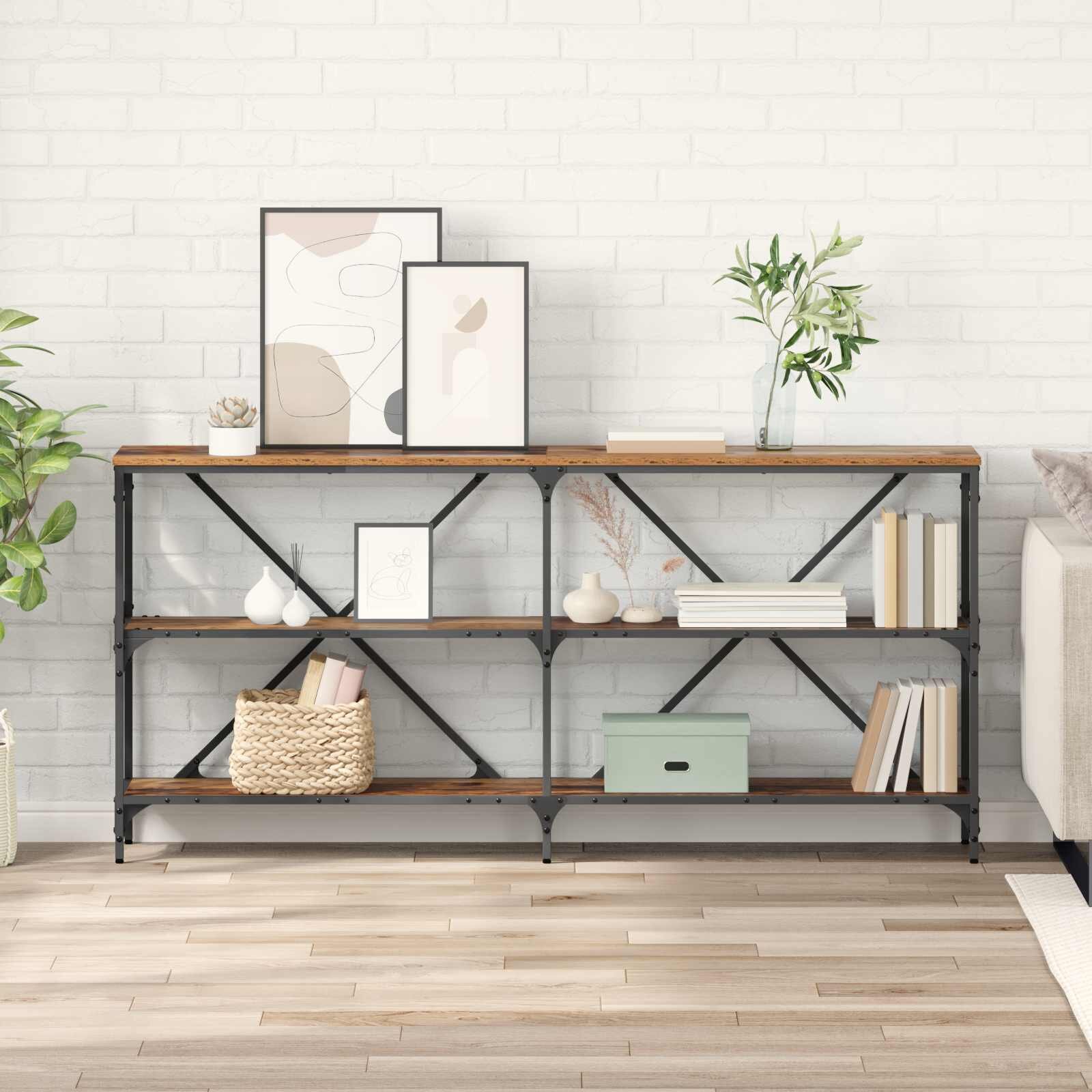 vidaXL Конзолна маса Старо дърво 160 x 30 x 75 см Инженерна дървесина