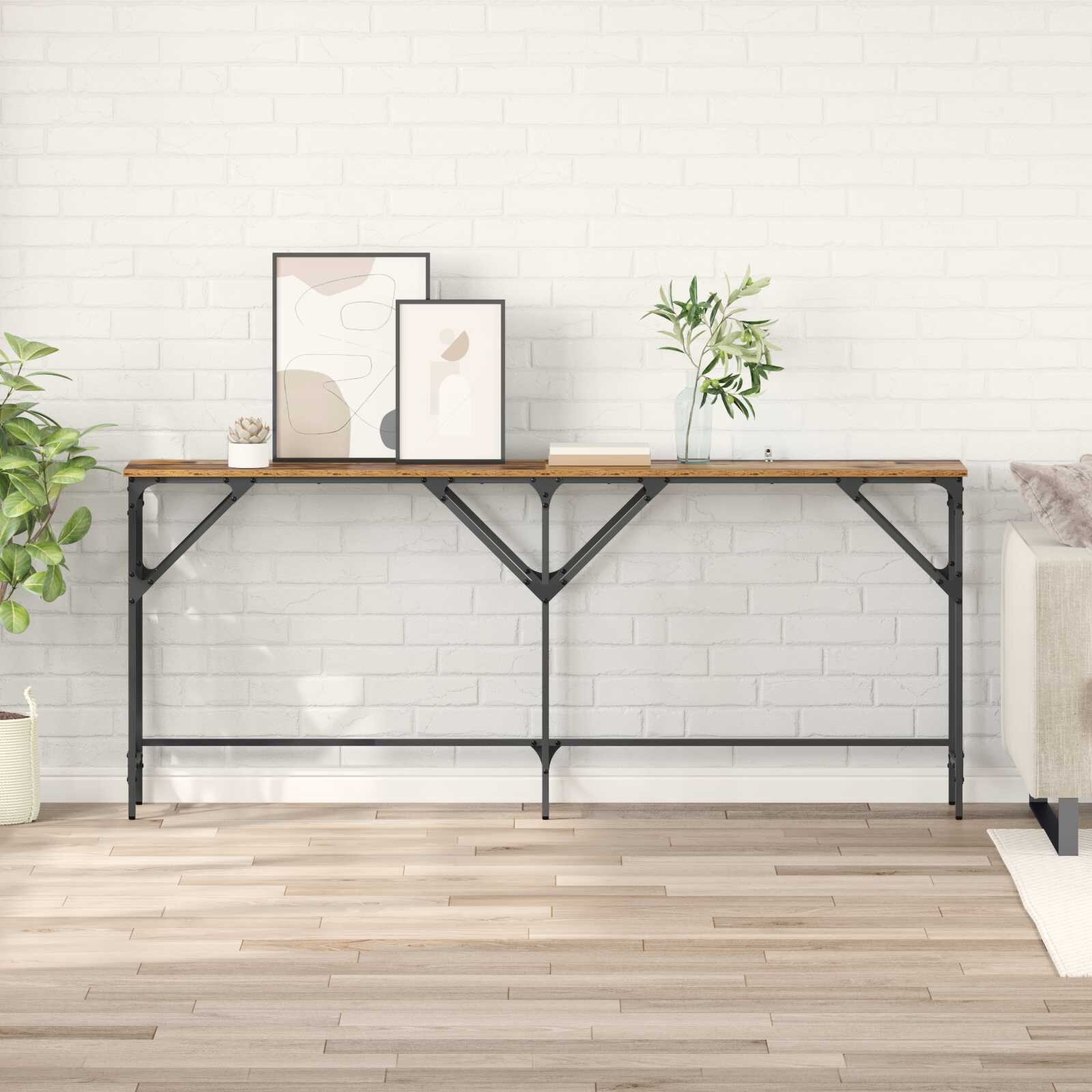 vidaXL Конзолна маса Старо дърво 180 x 30 x 75 см Инженерна дървесина