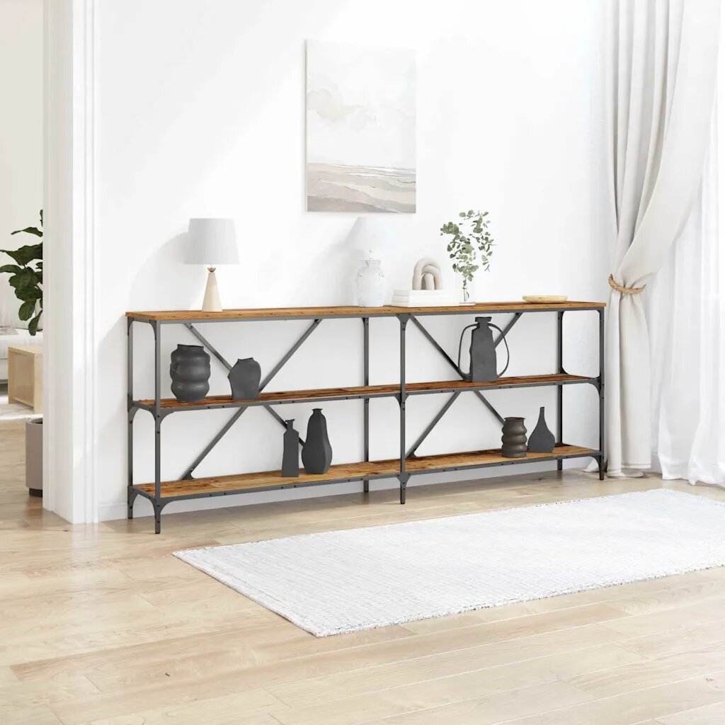 vidaXL Конзолна маса Старо дърво 200 x 30 x 75 см Инженерна дървесина