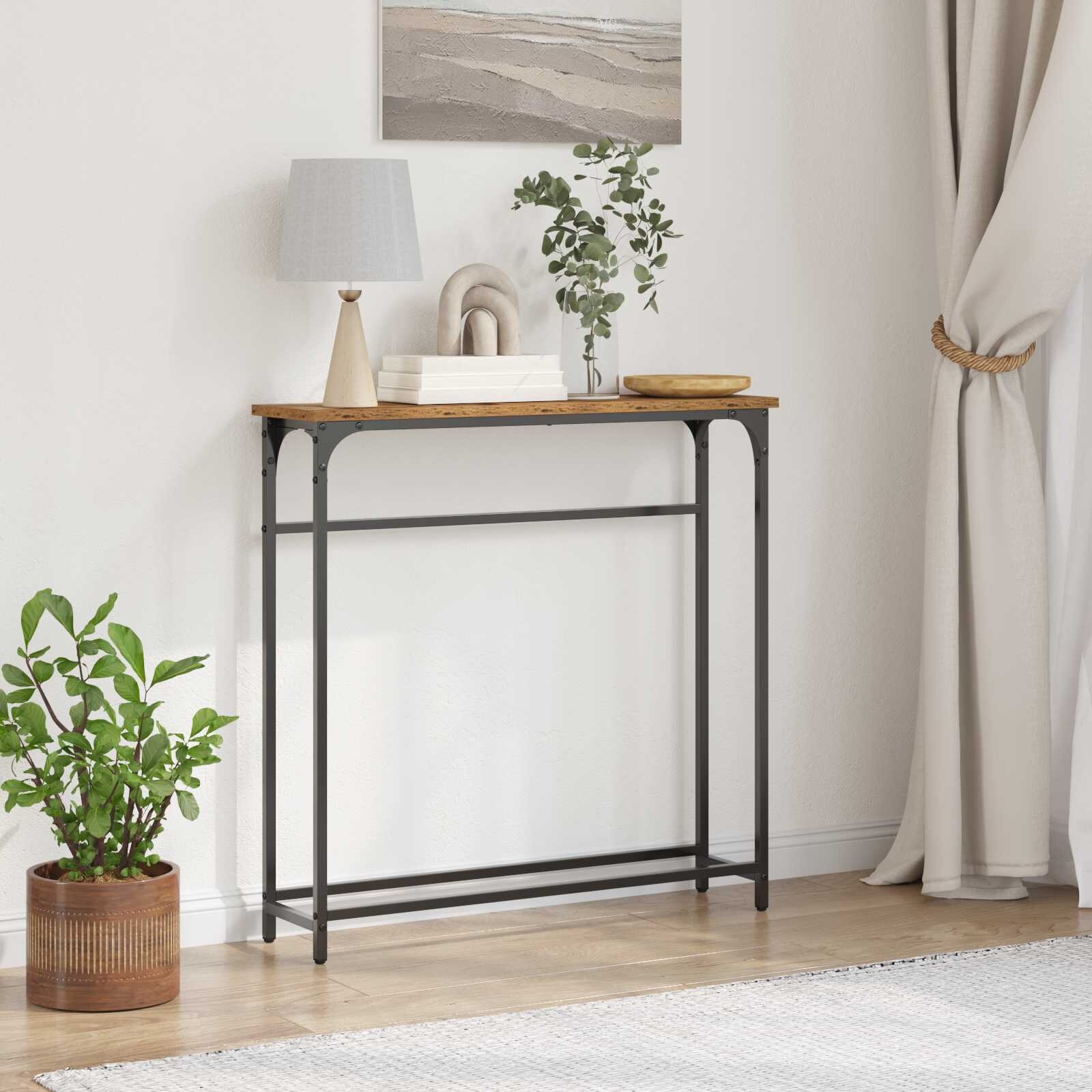 vidaXL Конзолна маса Старо дърво 75 x 195 x 75 см Инженерна дървесина
