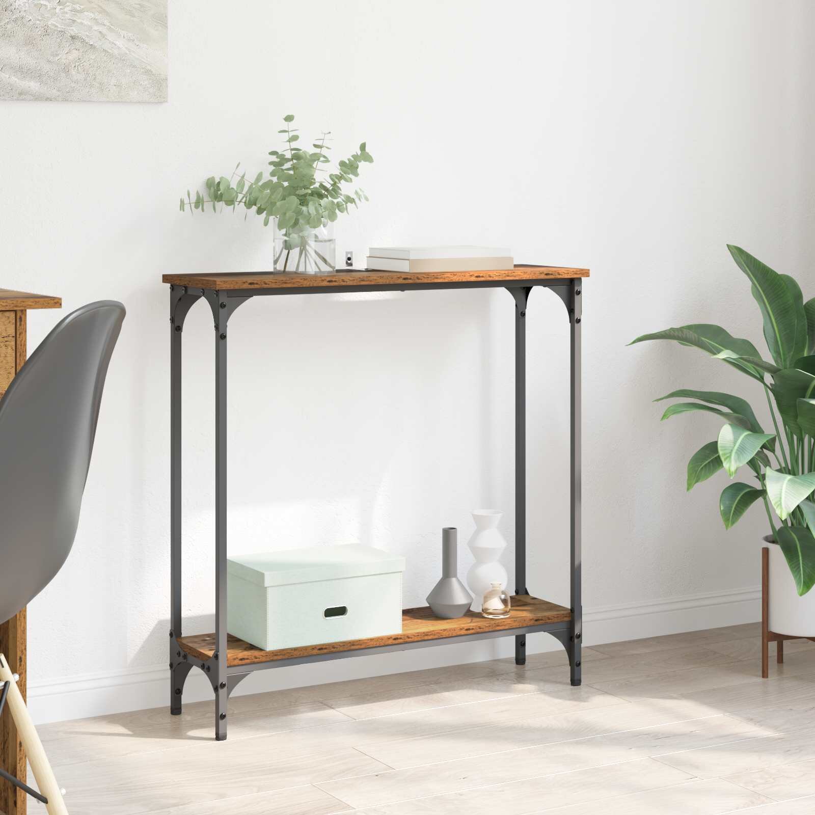 vidaXL Конзолна маса Старо дърво 75 x 225 x 75 см Инженерна дървесина
