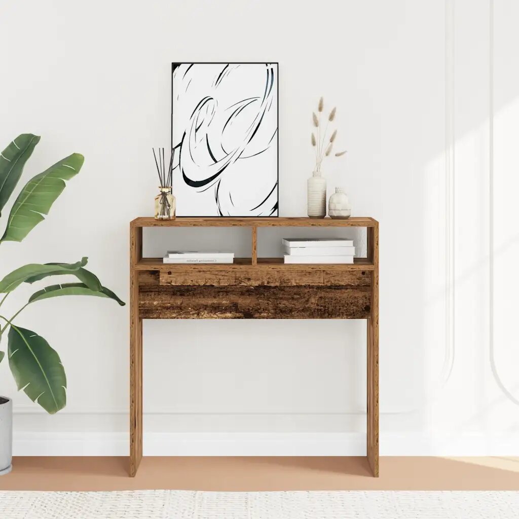 vidaXL Конзолна маса Старо дърво 78x30x80 cm Инженерна дървесина