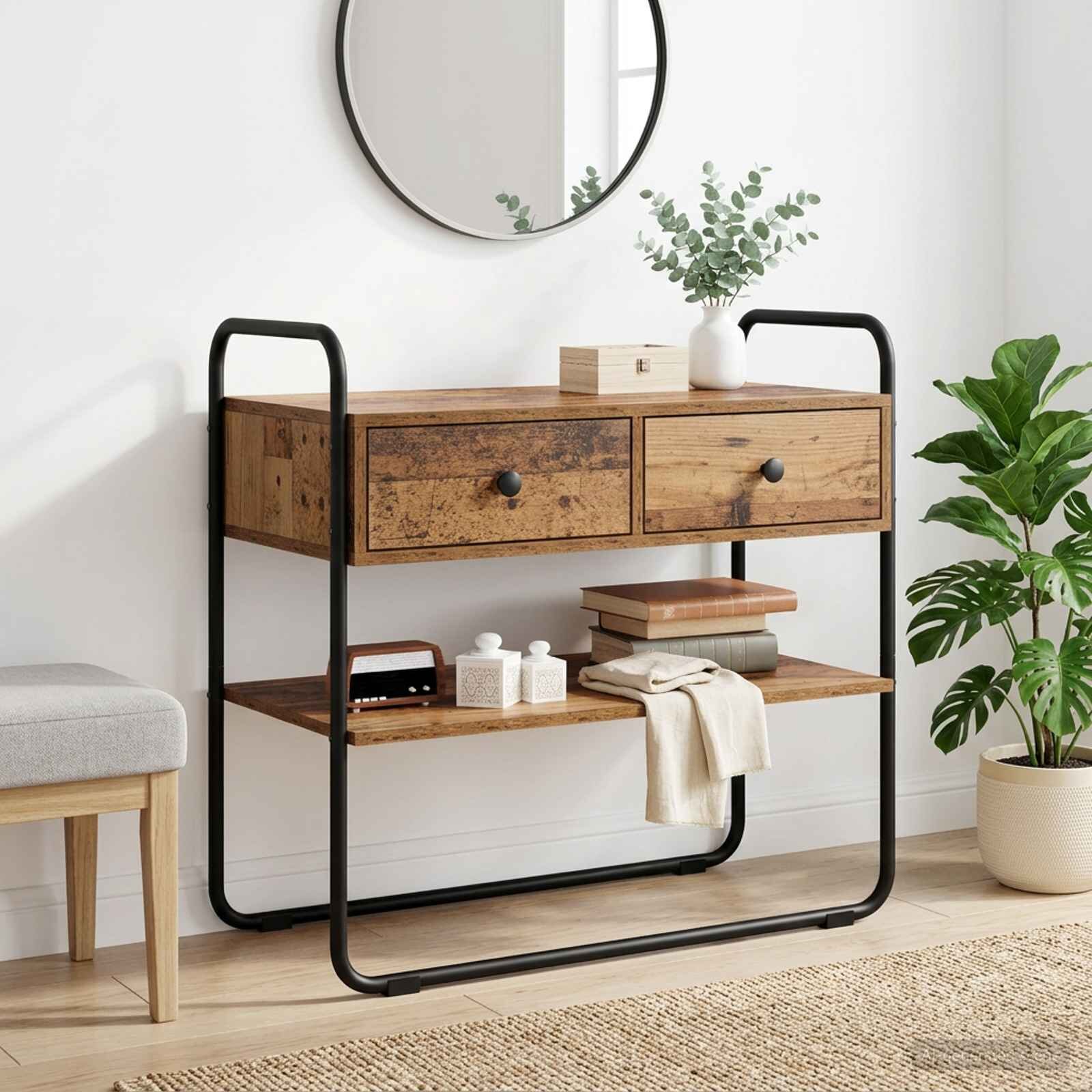 vidaXL Конзолна маса Старо дърво 80 x 40 x 75 см Инженерна дървесина