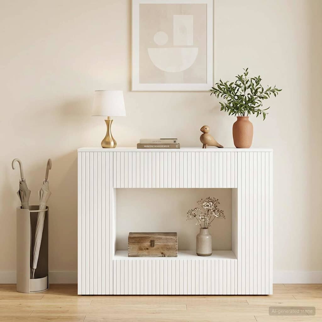 vidaXL Конзолна маса Висок Гланцов Бял 101 x 29 x 74 см