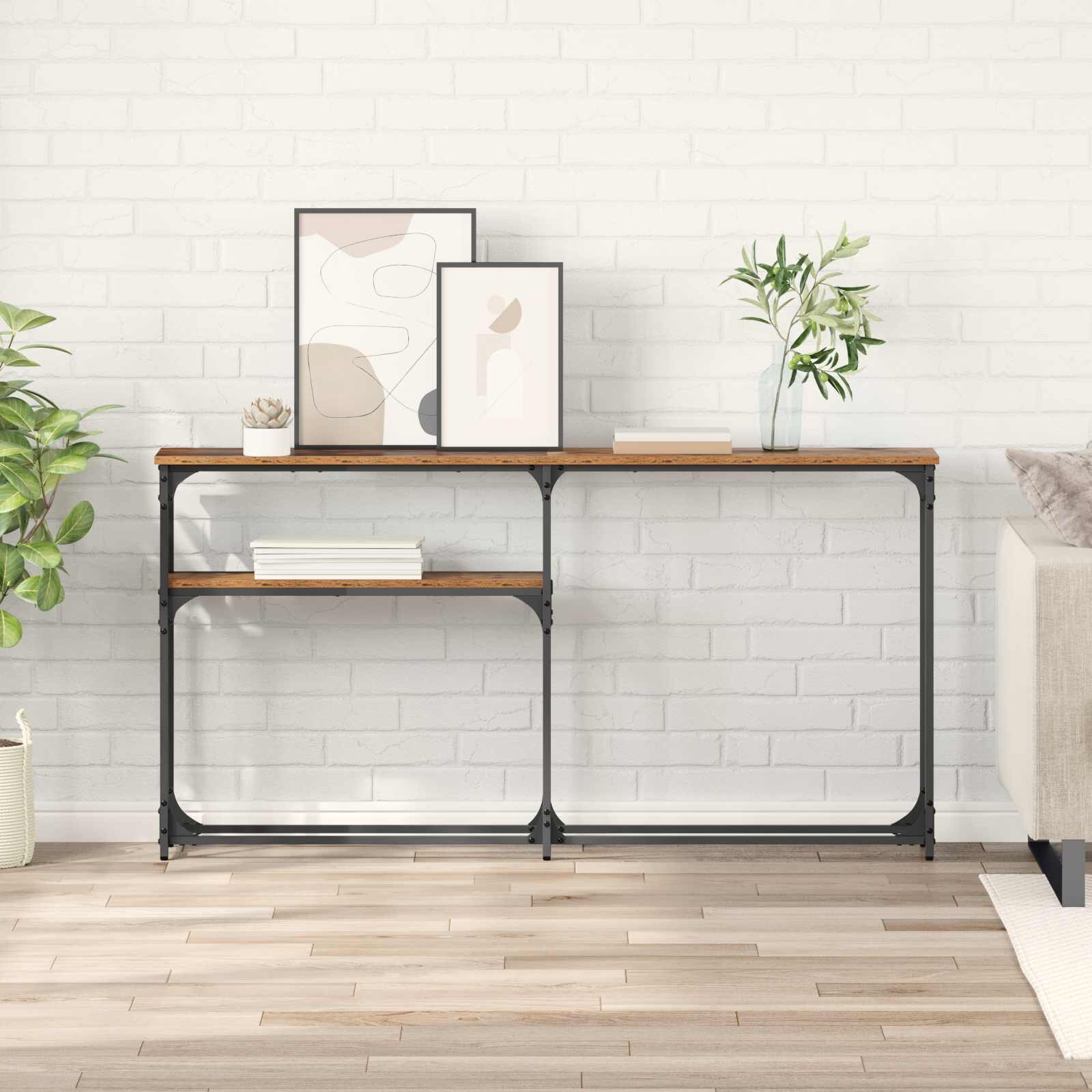 vidaXL Конзолнамаса Старо дърво 145 x 225 x 75 см Инженерна дървесина