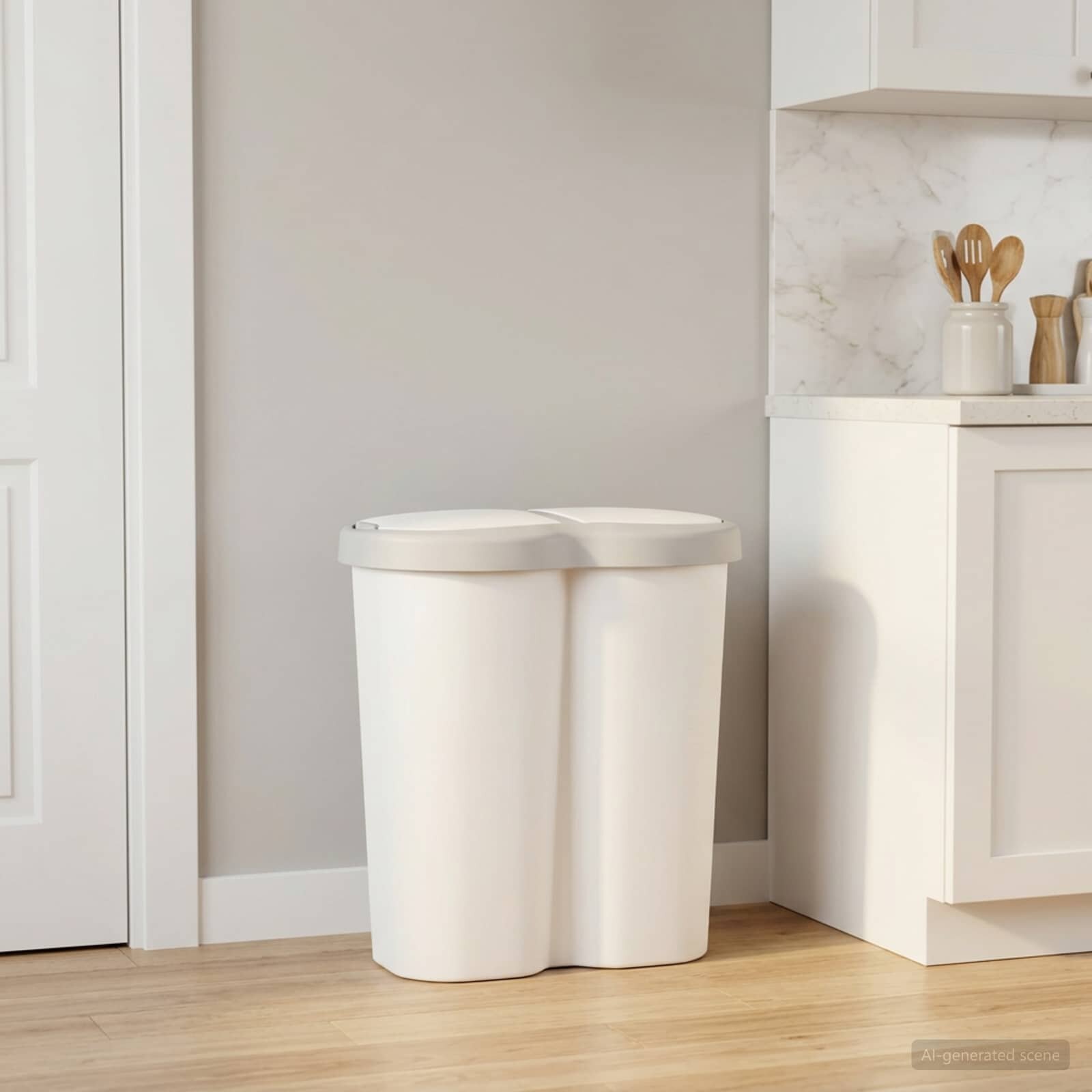 vidaXL Кош за боклук Бяло 48 x 30 x 51 см ПП