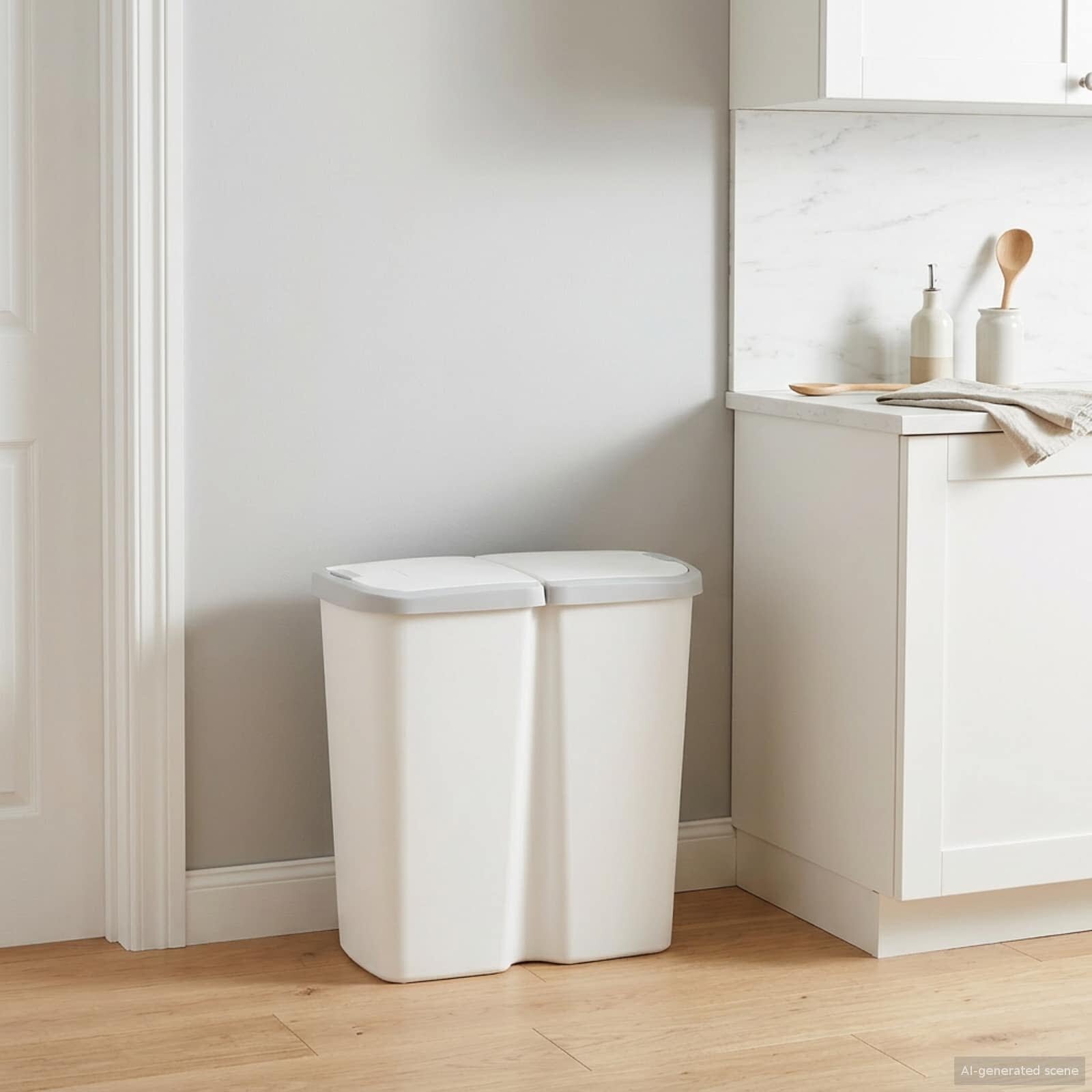 vidaXL Кош за боклук Бяло 485 x 28 x 51 см ПП