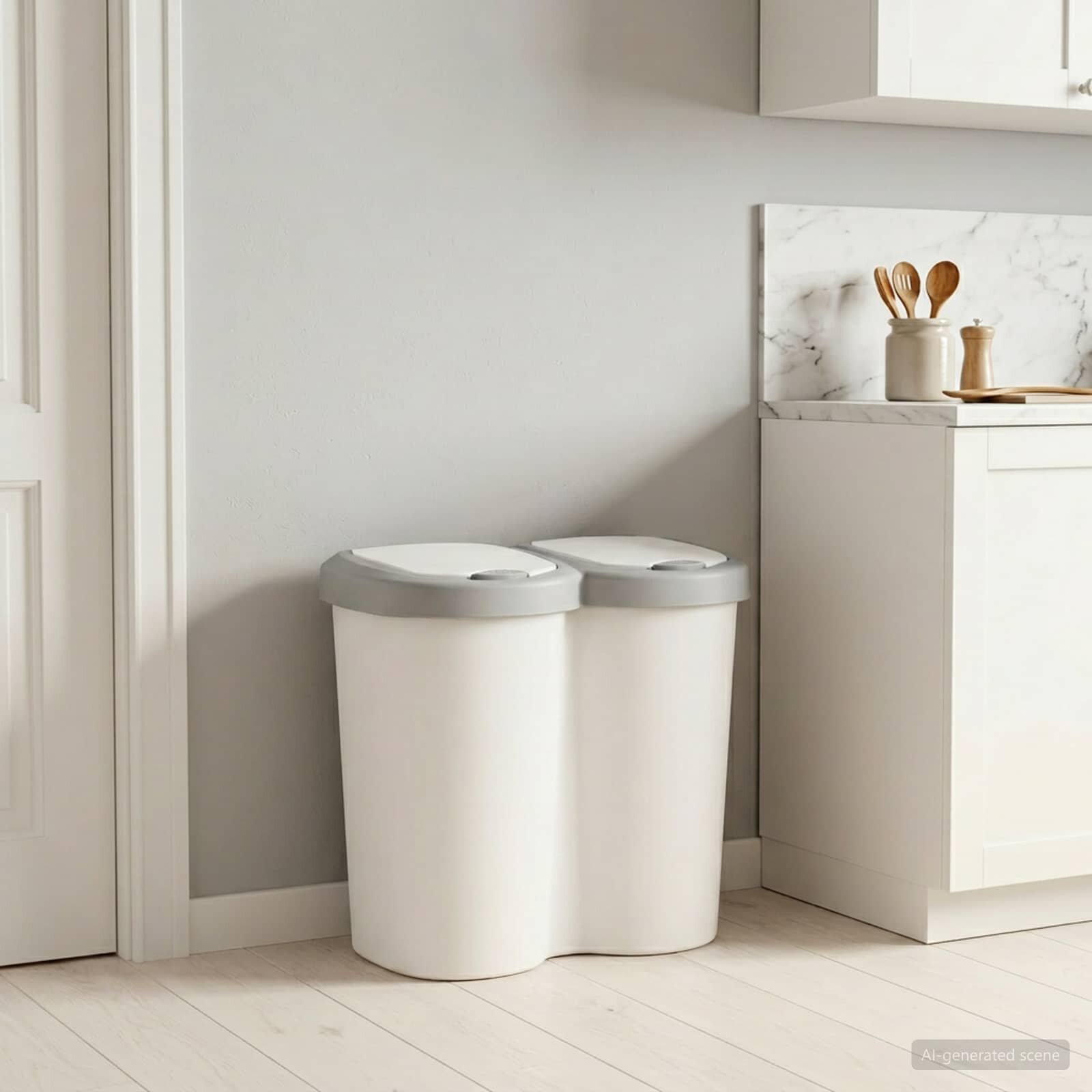vidaXL Кош за боклук Бяло 495 x 30 x 465 см ПП