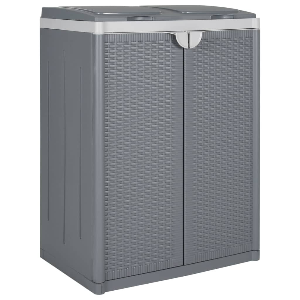 vidaXL Кош за боклук с 2 врати сив 65x45x88 см PP