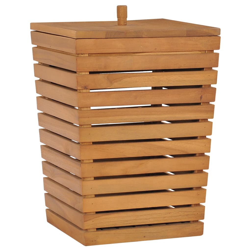 vidaXL Кош за пране 30x30x45 см тиково дърво масив