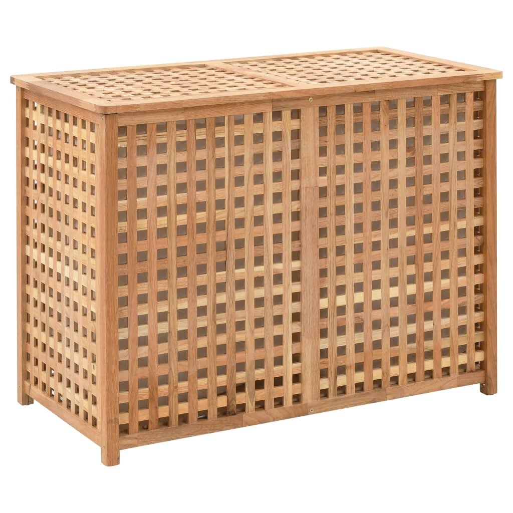 vidaXL Кош за пране 39x39x65 см масивно орехово дърво