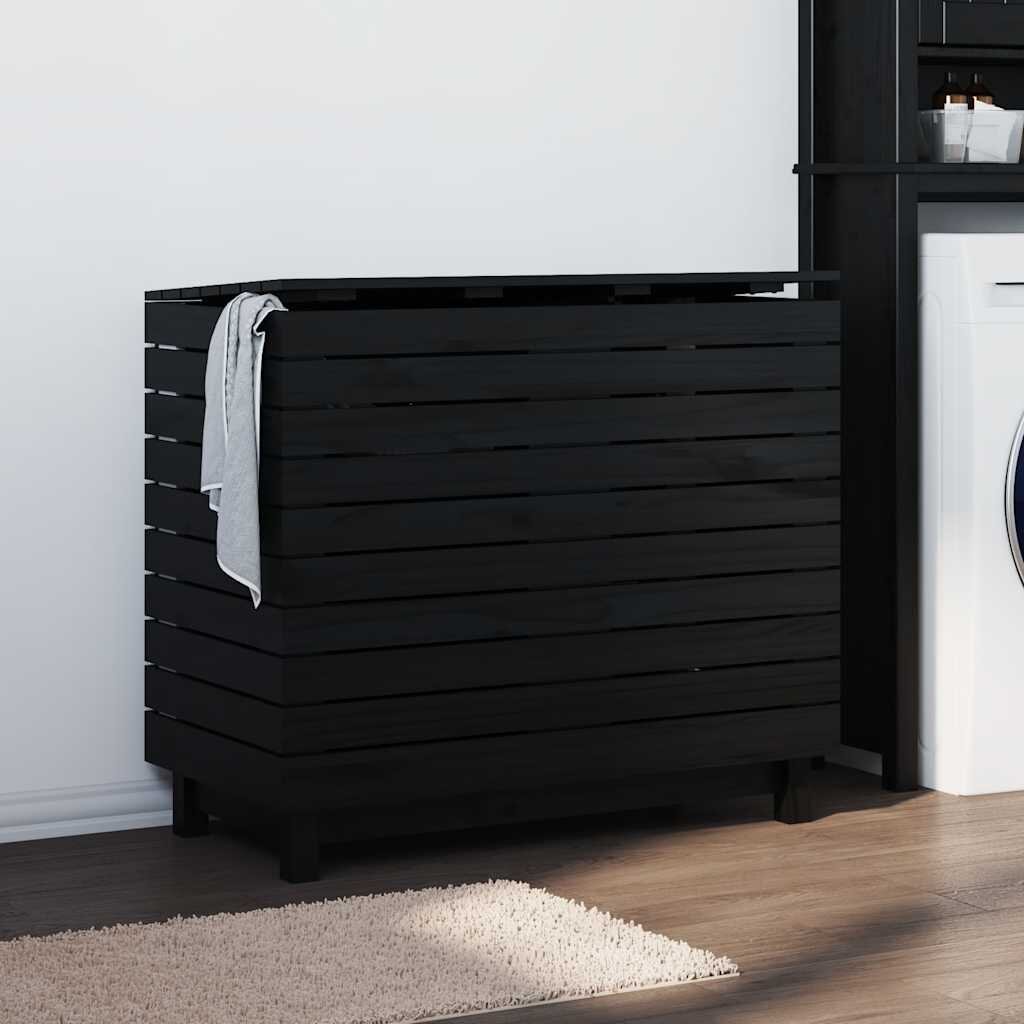 vidaXL Кош за пране 885x44x76 см борово дърво масив