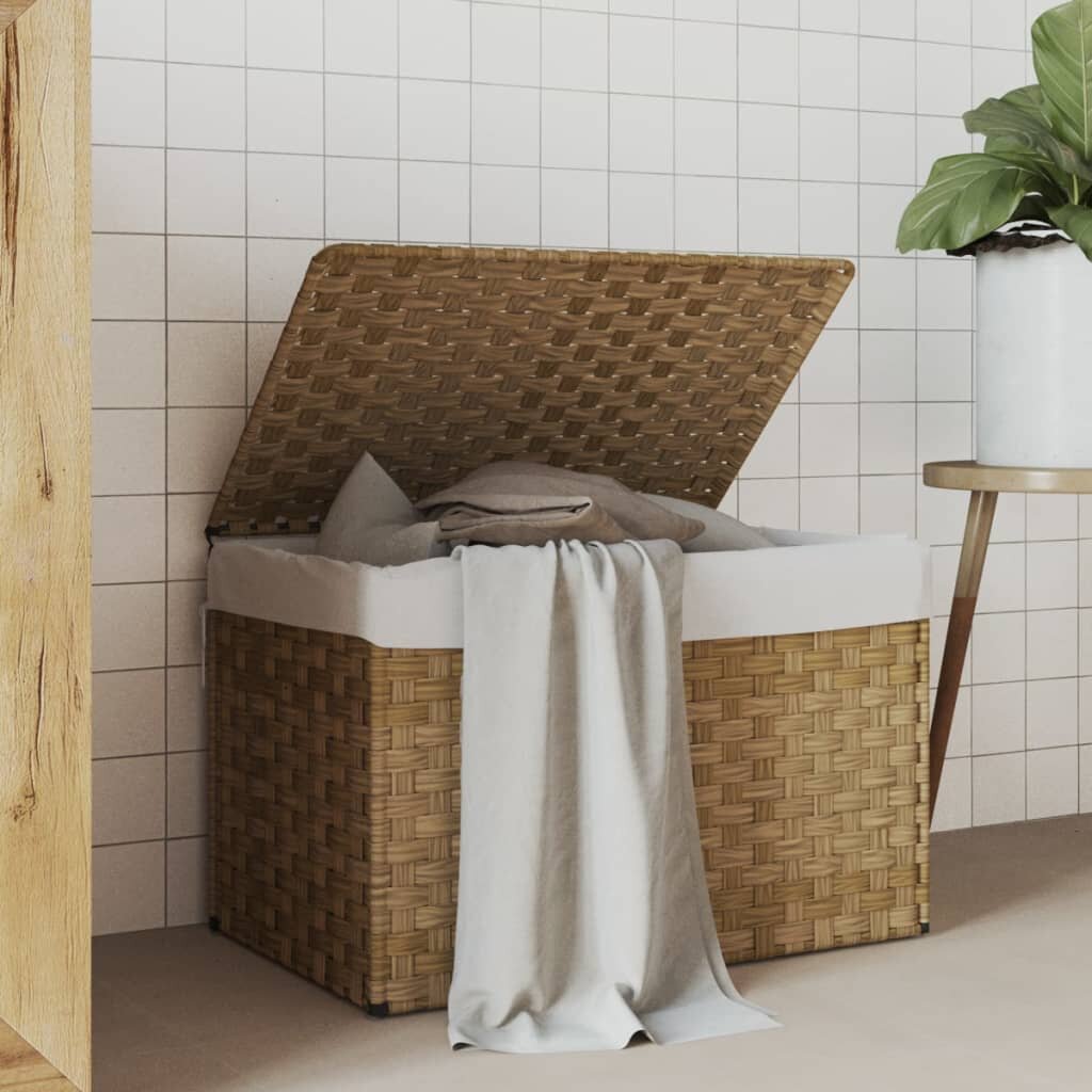 vidaXL Кош за пране с капак 555x35x34 см полиратан