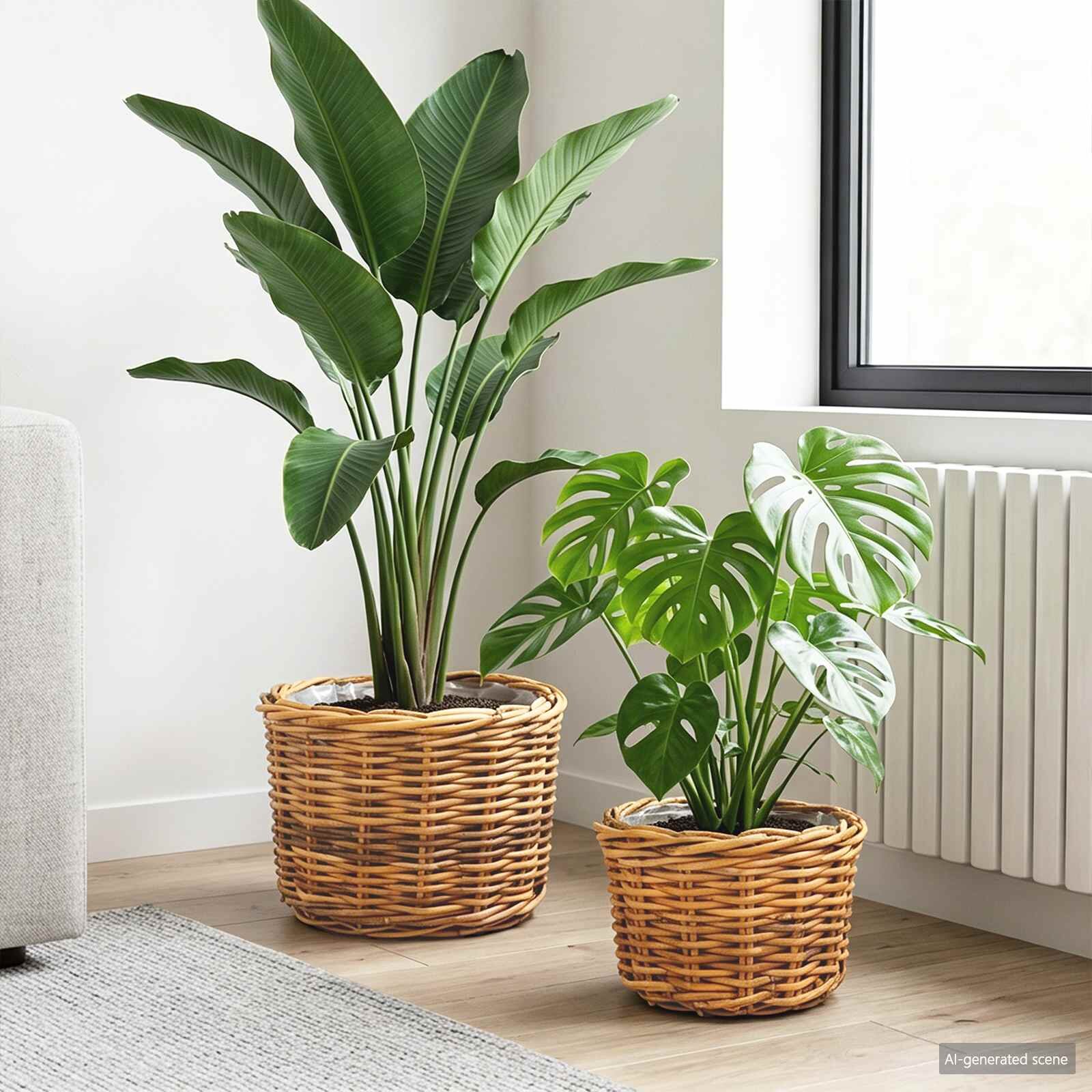 vidaXL Кошница за саксии GENDT 2 бр. Естествено кафяво Кубу Ратан