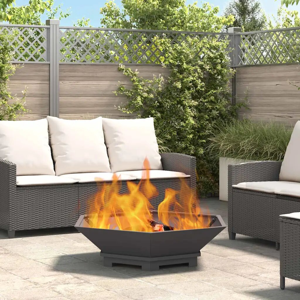 vidaXL Котел за огън Черно 100 x 100 x 28 см Кортенова стомана