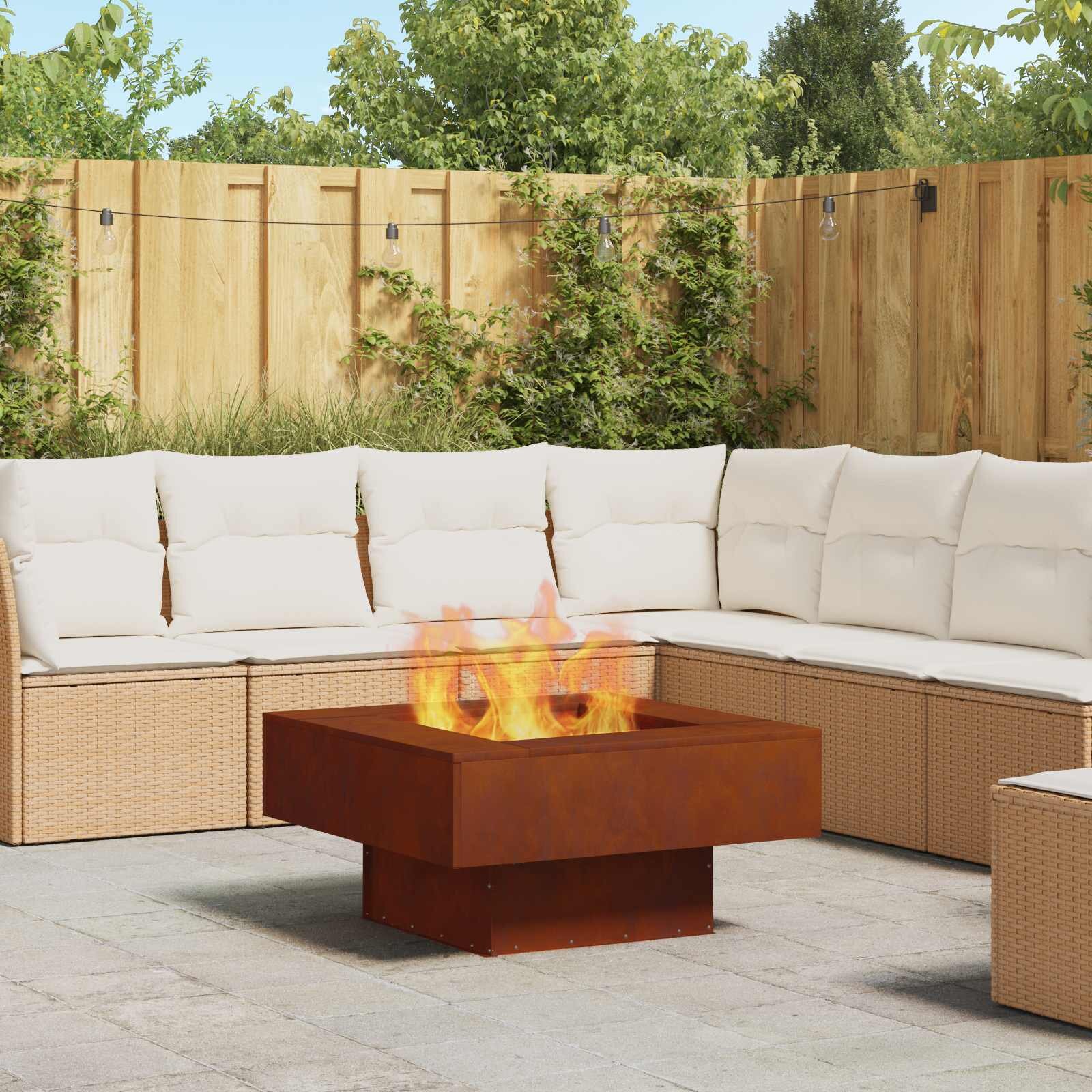 vidaXL Котел за огън Ръждясало 80 x 80 x 40 cm Патинираща стомана