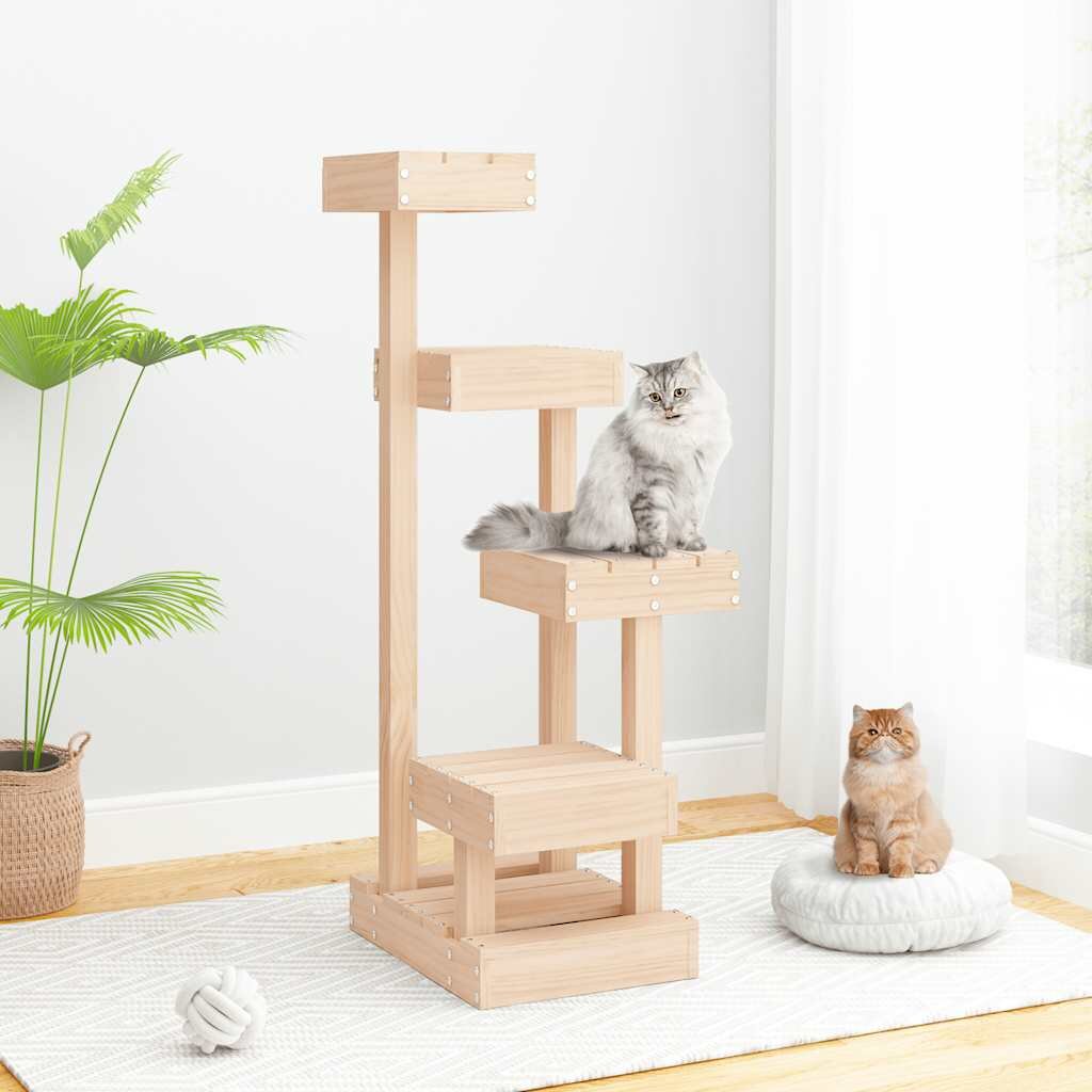 vidaXL Котешко дърво 455x49x103 см масивно борово дърво