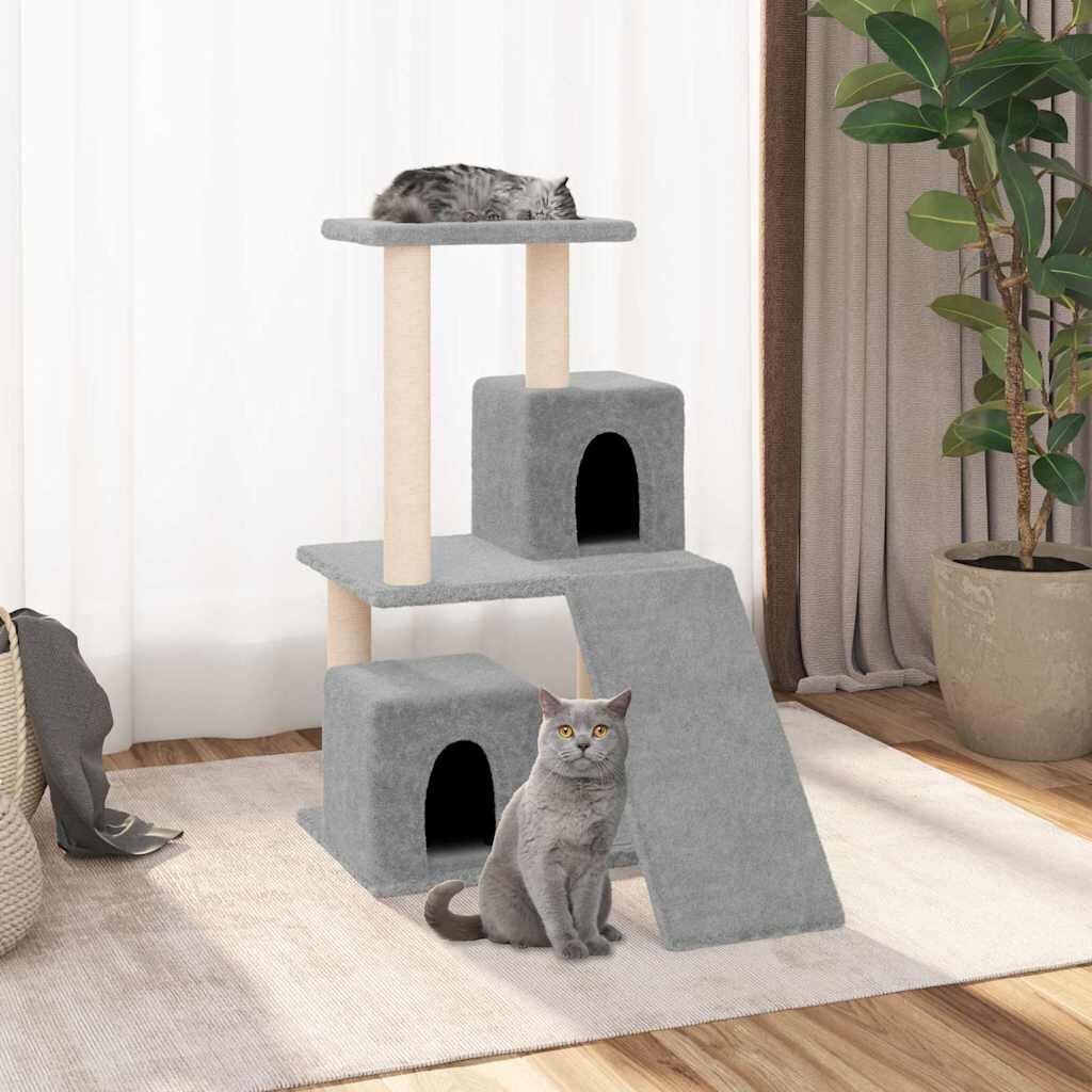 vidaXL Котешко дърво със сизалени стълбове светлосиво 82 см