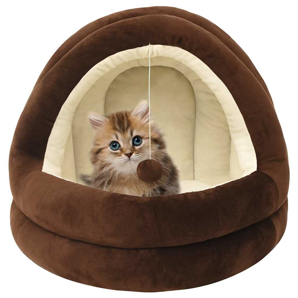 vidaXL Котешко легло 40x40x35 см кафяво и кремаво