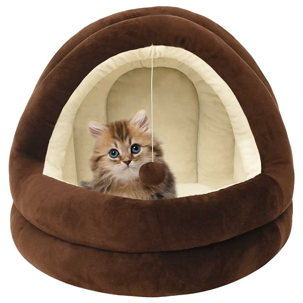 vidaXL Котешко легло 50x50x45 см кафяво и кремаво