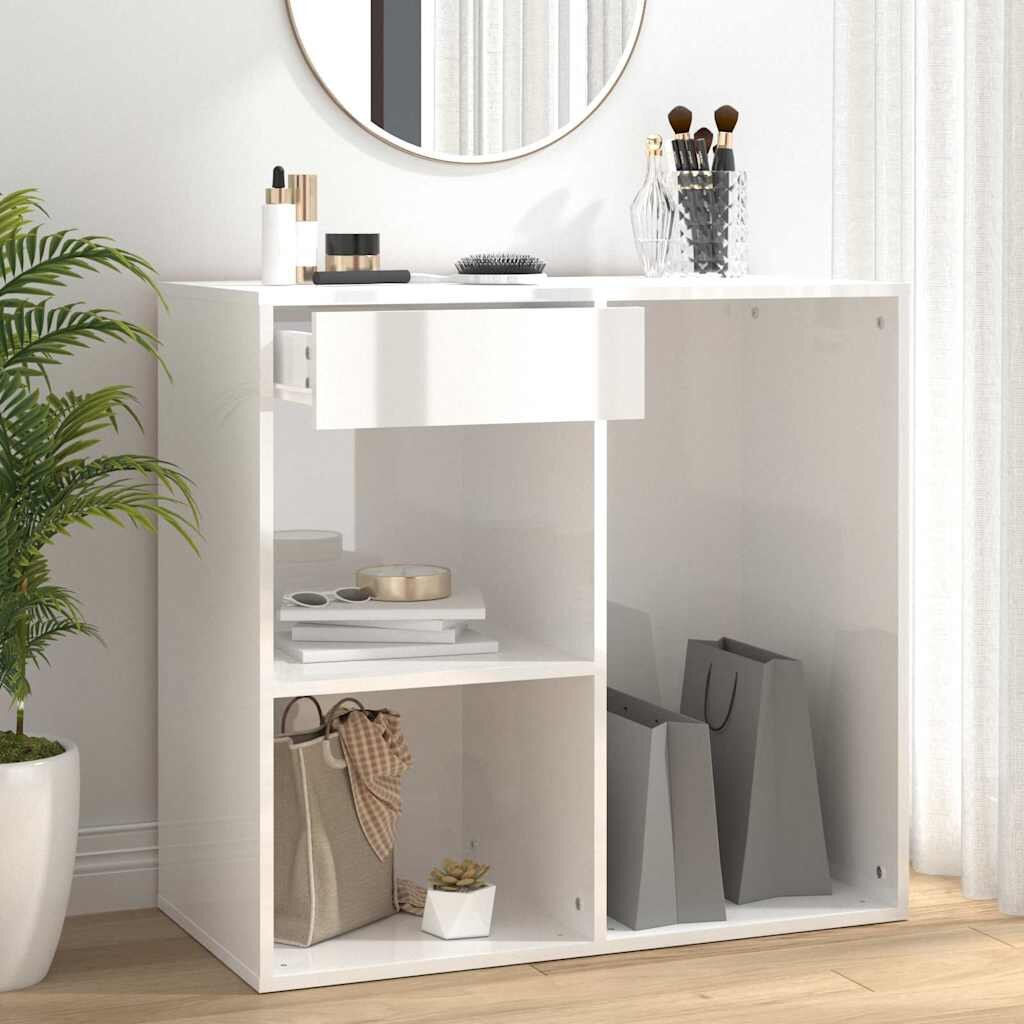 vidaXL Козметичен шкаф бял гланц 80x40x75 см инженерно дърво
