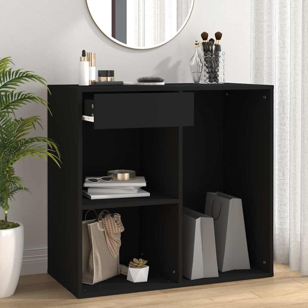 vidaXL Козметичен шкаф черен 80x40x75 см инженерно дърво
