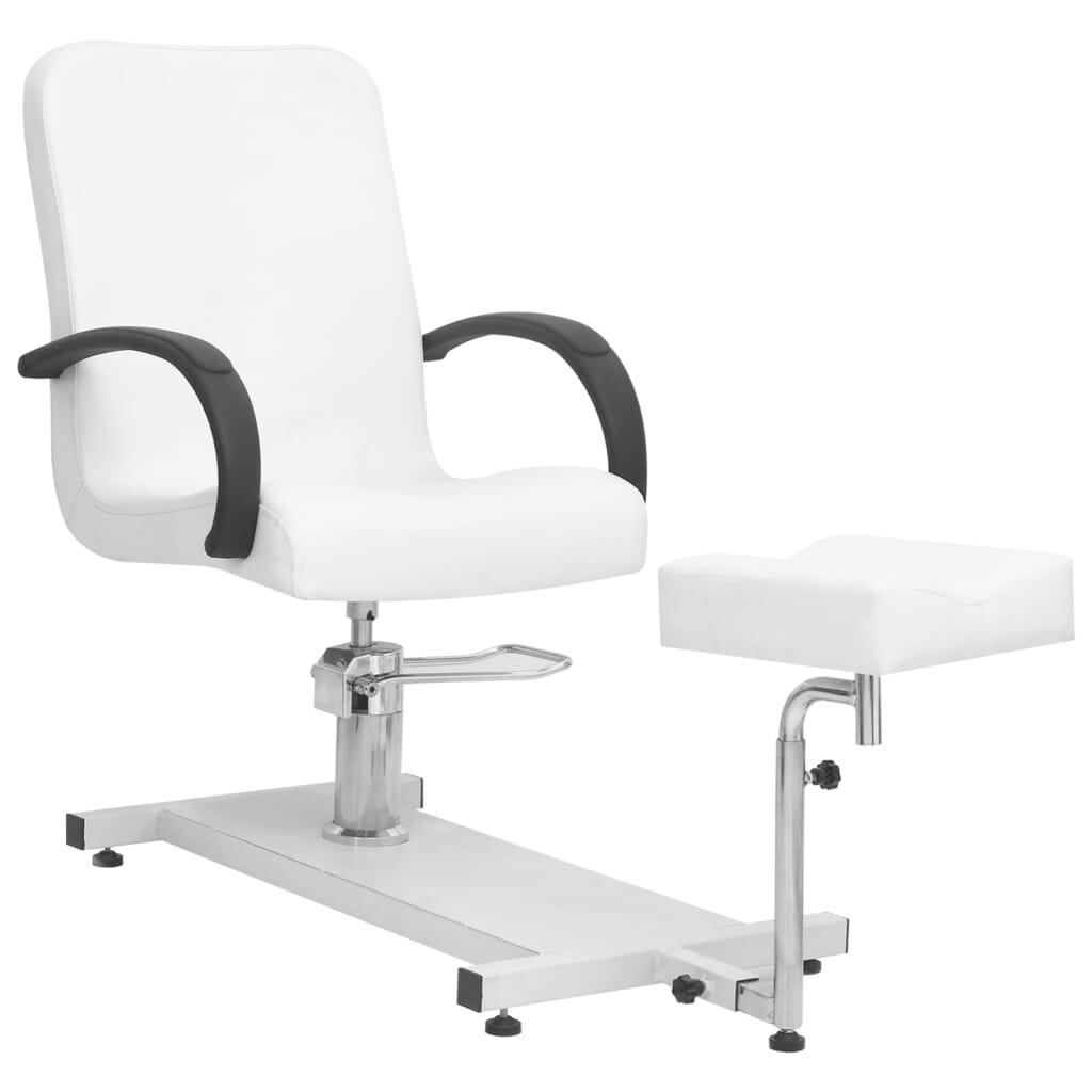 vidaXL Козметичен стол с опора за крака бял 127x60x98 см еко кожа