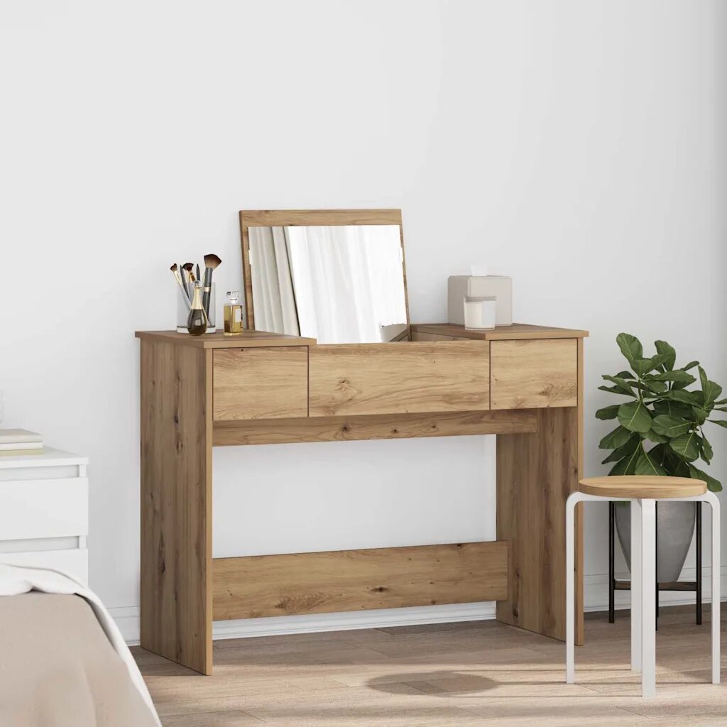 vidaXL Козметична маса Дъб 100 x 45 x 76 см