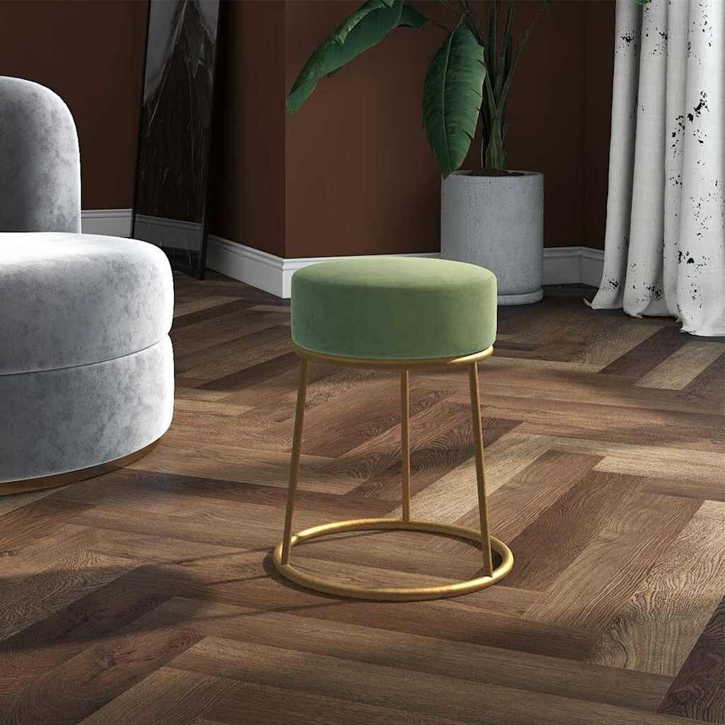 vidaXL Кръгъл хокер горчица зелено кадифе