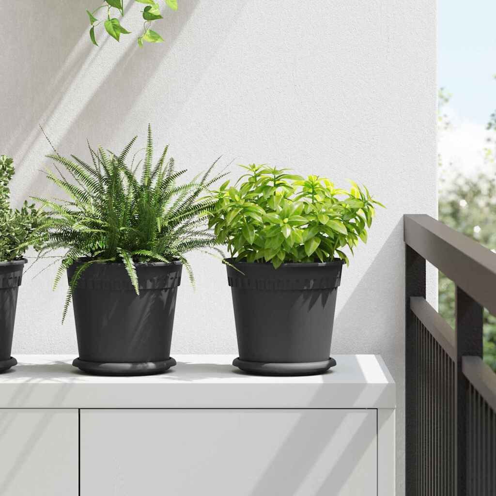 vidaXL Кръгла саксия за цветя 24 бр. Черно Ø 19 x 165 см Пластмаса
