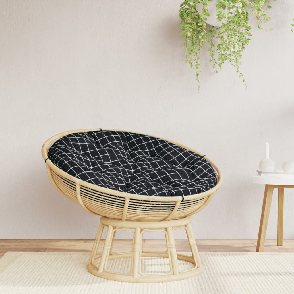 vidaXL Кръгла възглавница черна карирана Ø 100 x 11 см оксфордски плат