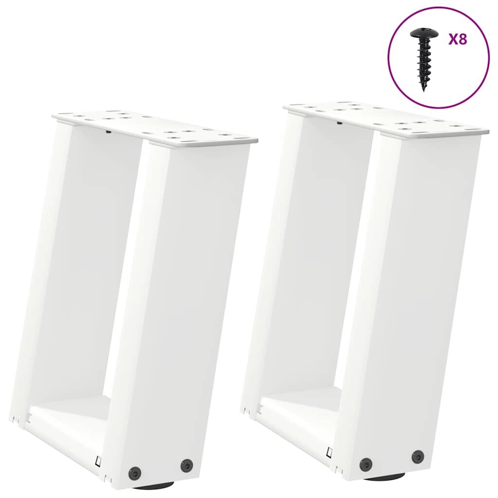 vidaXL Крака за масичка за кафе U-образни 2 бр. бели 30 x (30-31) см стомана