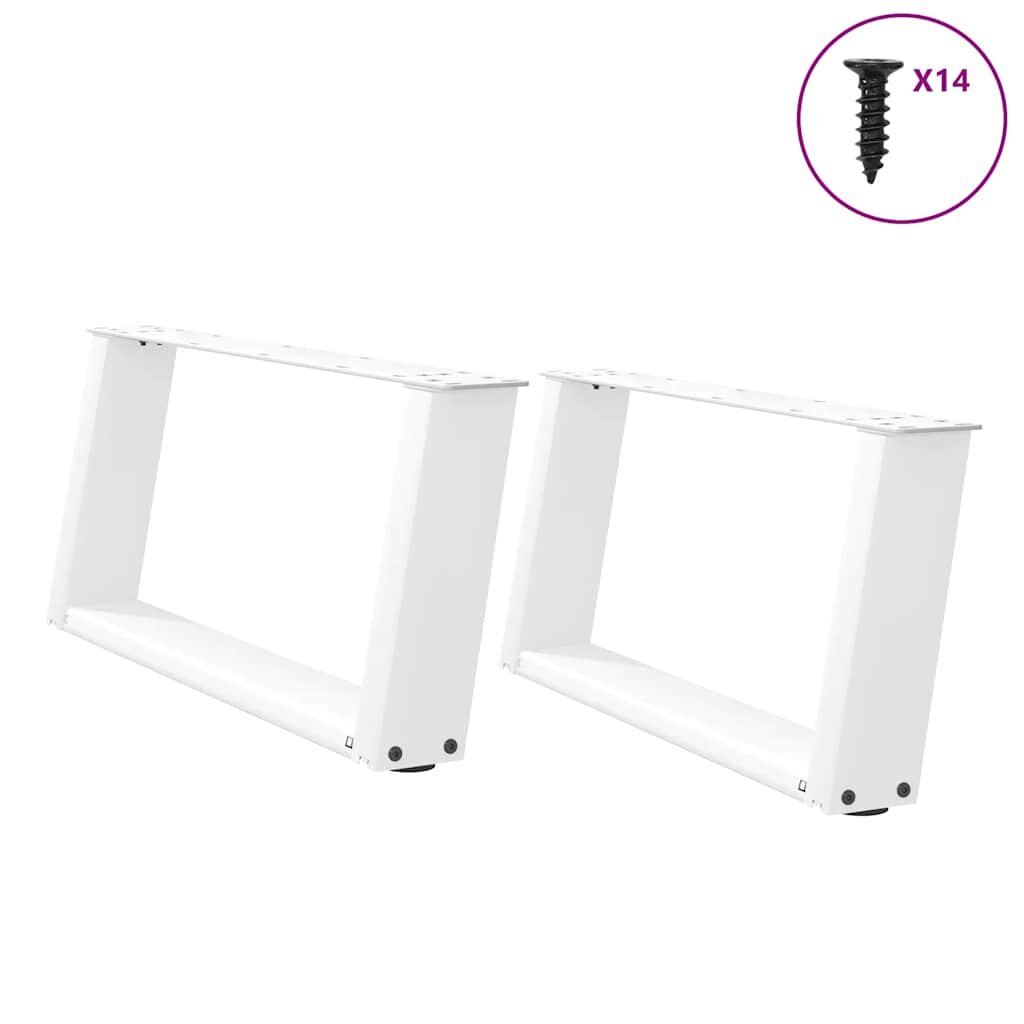 vidaXL Крака за масичка за кафе U-образни 2 бр. бели 60 x (30-31) см стомана